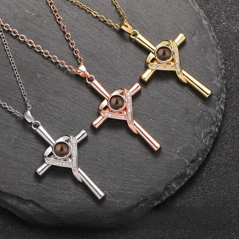 Cross Diamond Projection Necklace