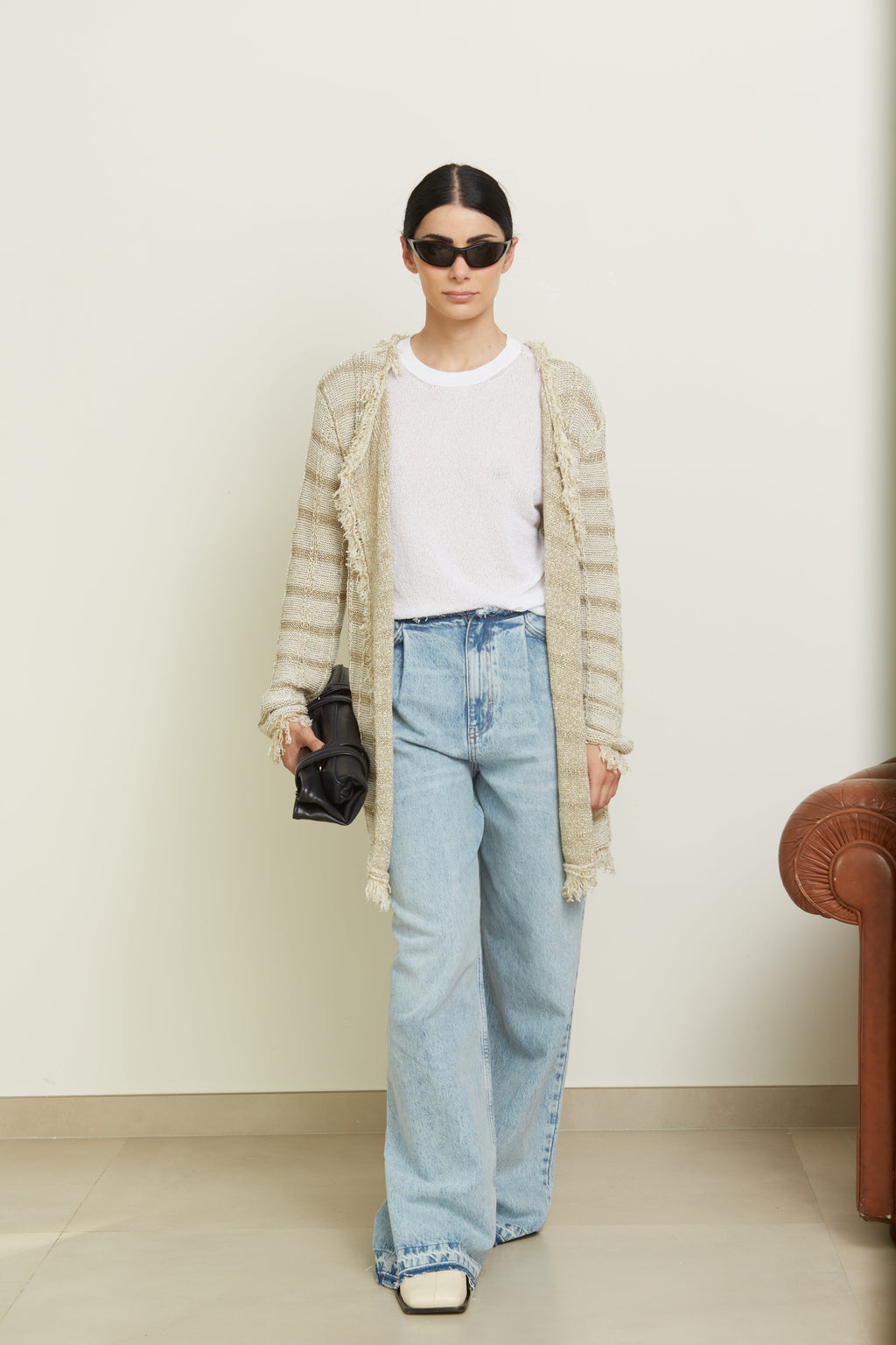 Cardigan Midi con inserti in Lurex - Olivia