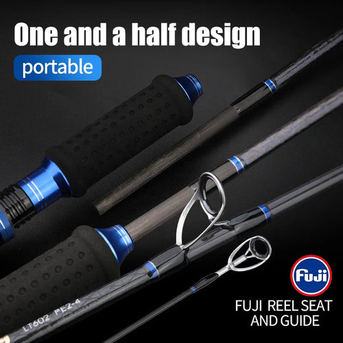 2-Section Carbon Fiber Fast Jigging Rod PE2-4 Spinning Rod Black
