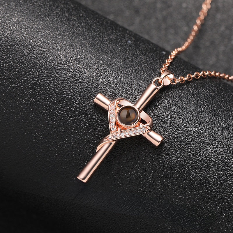 Cross Diamond Projection Necklace