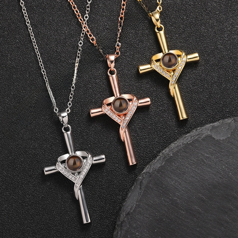 Cross Diamond Projection Necklace