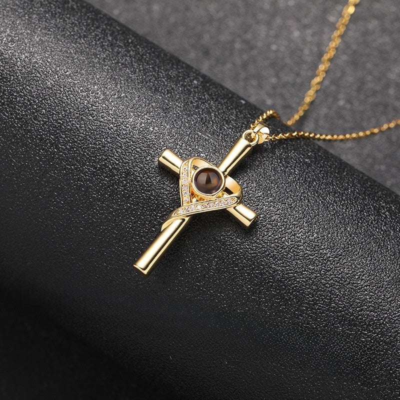 Cross Diamond Projection Necklace