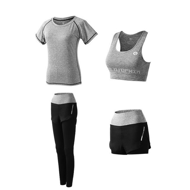 5Pcs Women's Yoga Sets Outdoor Running Yoga Quick Dry
